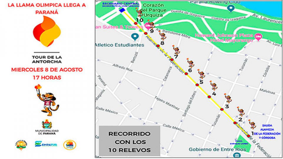 El próximo miércoles 8 de agosto el Tour de la Antorcha llegará a Paraná. El próximo miércoles 8 de agosto el Tour de la Antorcha llegará a Paraná.