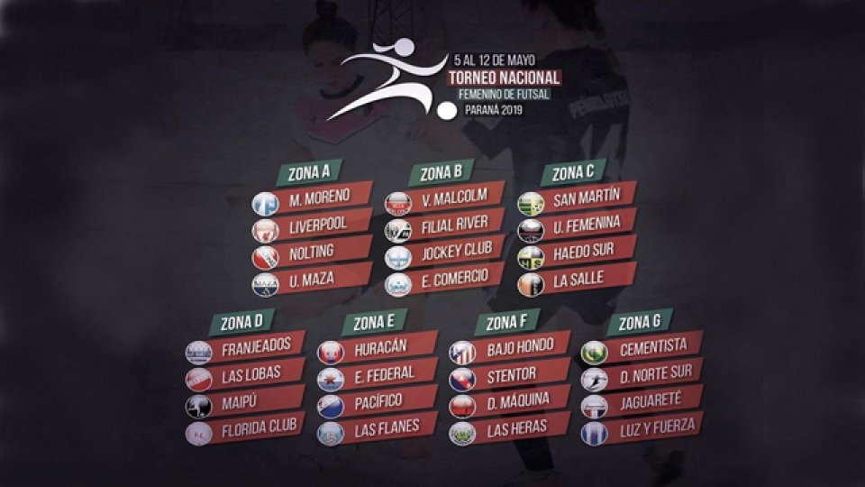 Los siete grupos del torneo de futsal femenino que se jugará en Paraná.