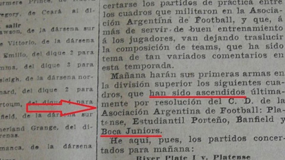Los medios de la época relatan como se dio el ascenso de Boca a Primera.