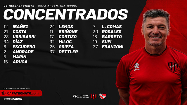 Los 19 nombre que eligió Mario Sicacqua para enfrentar al Rojo en San Luis.