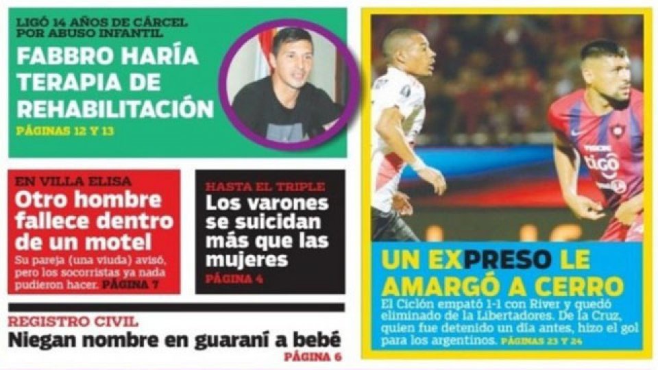 El periódico Extra calificó como "ex preso" al uruguayo Nicolás De La Cruz.