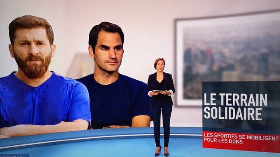 La foto del imitador de Messi en la TV francesa por error.