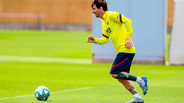 Lionel Messi durante una práctica de Barcelona.