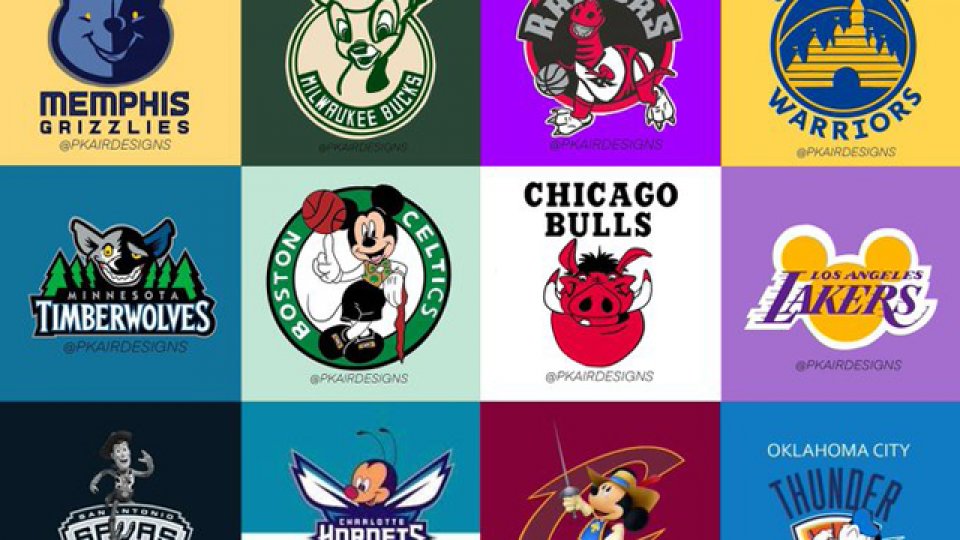 Los escudos de los equipos de la NBA si se basaran en Disney.