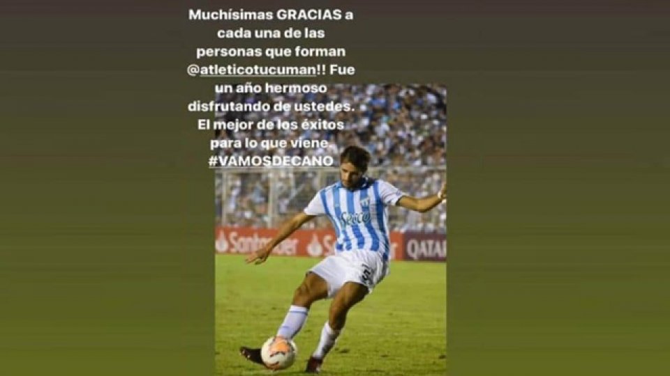 "Muchs gracias a todos los que forman parte de Atlético Tucumán", escribió Fede.