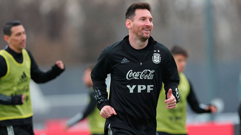 Lionel Messi, en la práctica del seleccionado nacional.