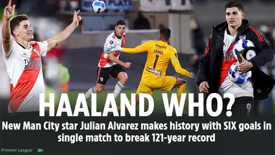 La prensa británica delira con los seis goles de Julián Álvarez.