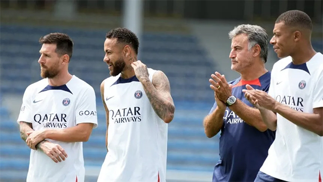 El técnico del PSG habló del rol del tridente de Leo, Mbappé y Neymar.