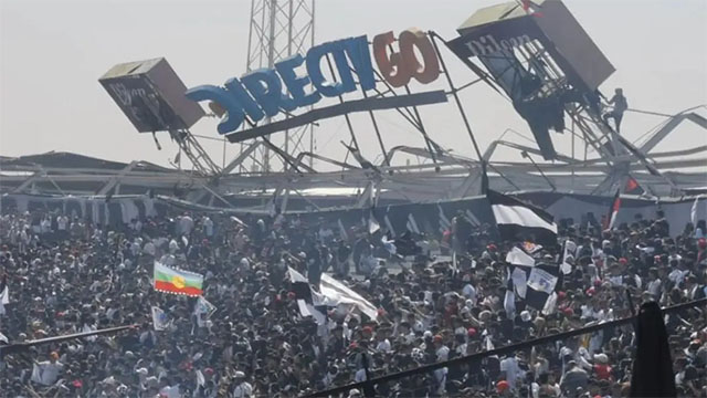 Video: colapsó una tribuna de un estadio en Chile durante un banderazo