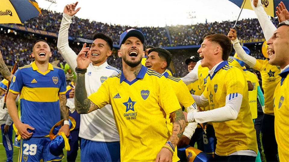 Boca festeja el nuevo campeonato obtenido en la Bombonera.