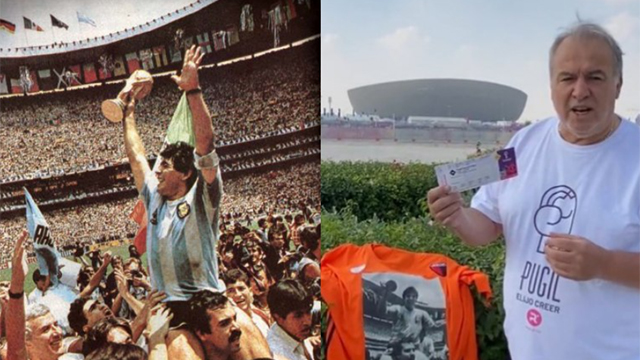 El hincha que subió a sus hombros a Maradona en el 86 está en el Estadio Lusail.