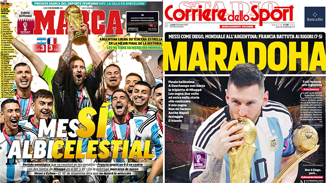 Los diarios reflejan el título Mundial logrado por la Selección Argentina.