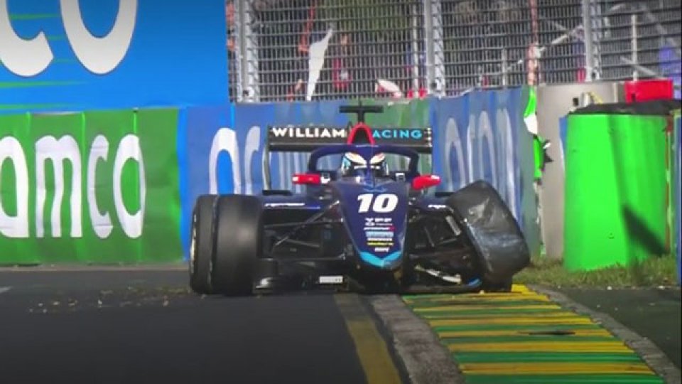 Colapinto estrelló el Williams en la segunda vuelta.