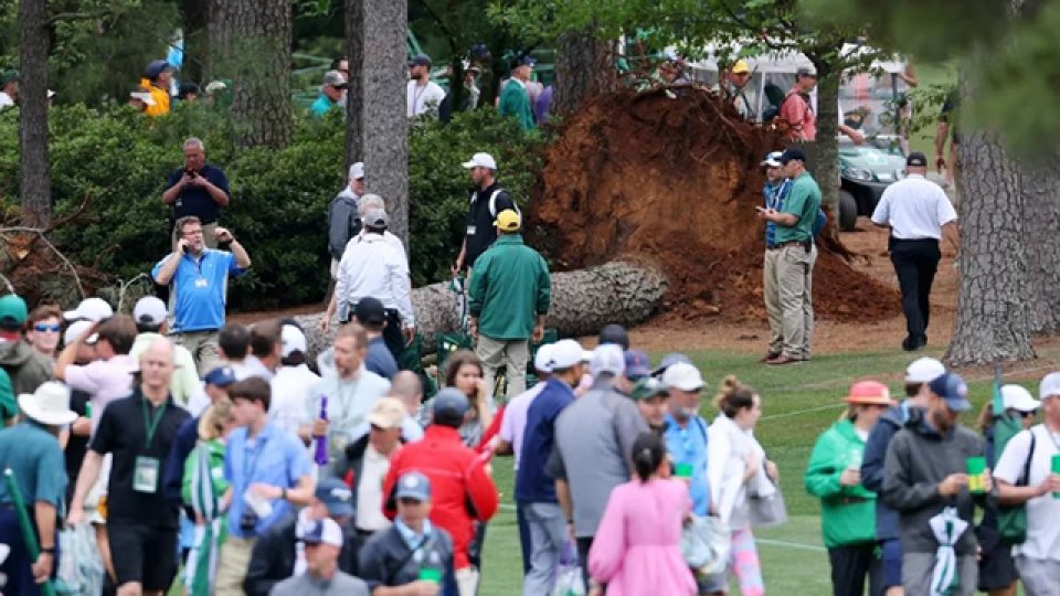 Un árbol cayó cerca del público en el Masters de Augusta de Golf en EEUU.