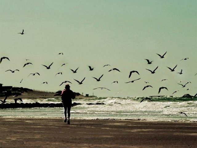 Marcelo Tinelli en una escena en la playa de Mar del Plata.