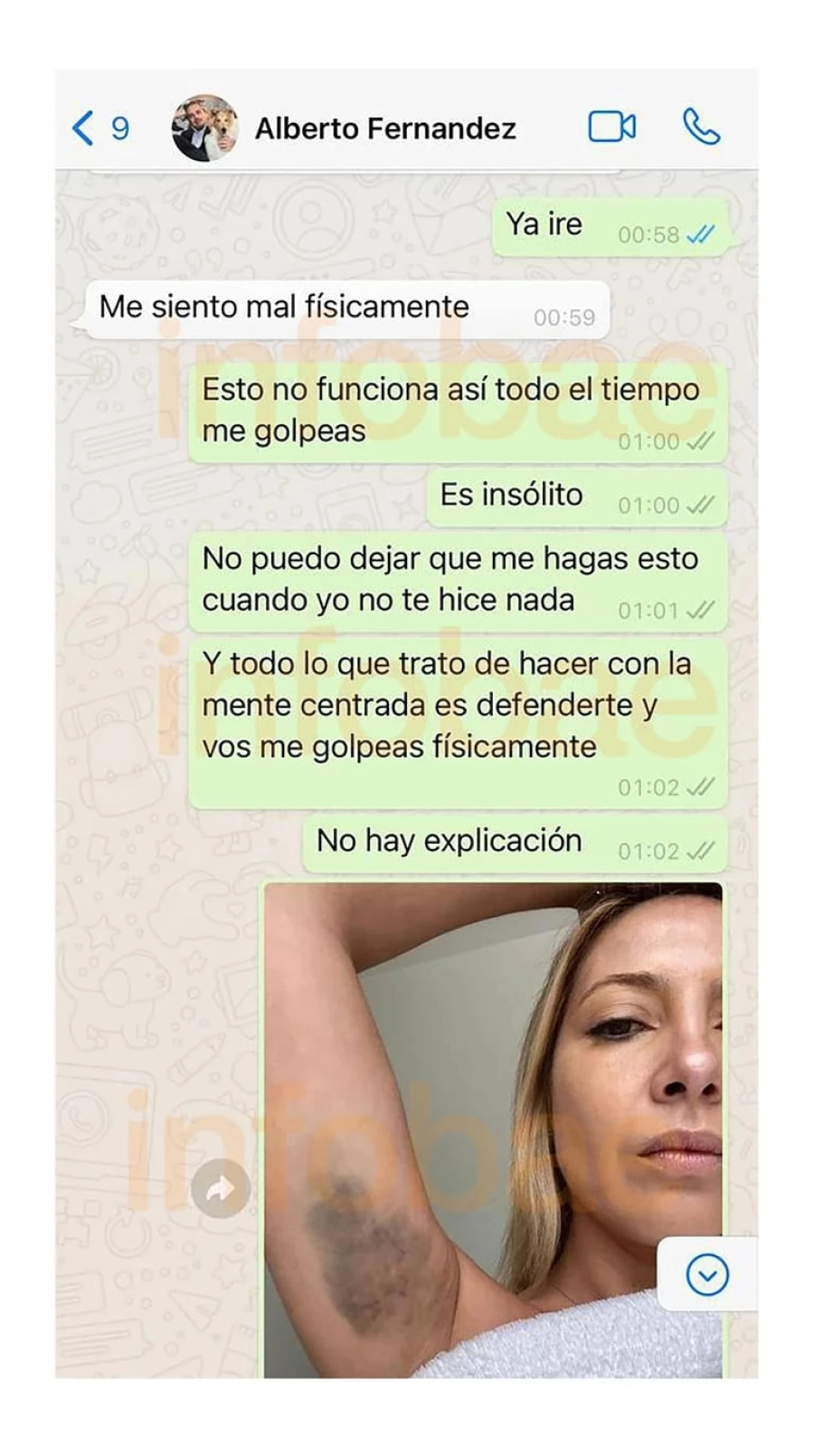 Parte de la conversaci&oacute;n entre la ex primera dama y Alberto Fern&aacute;ndez