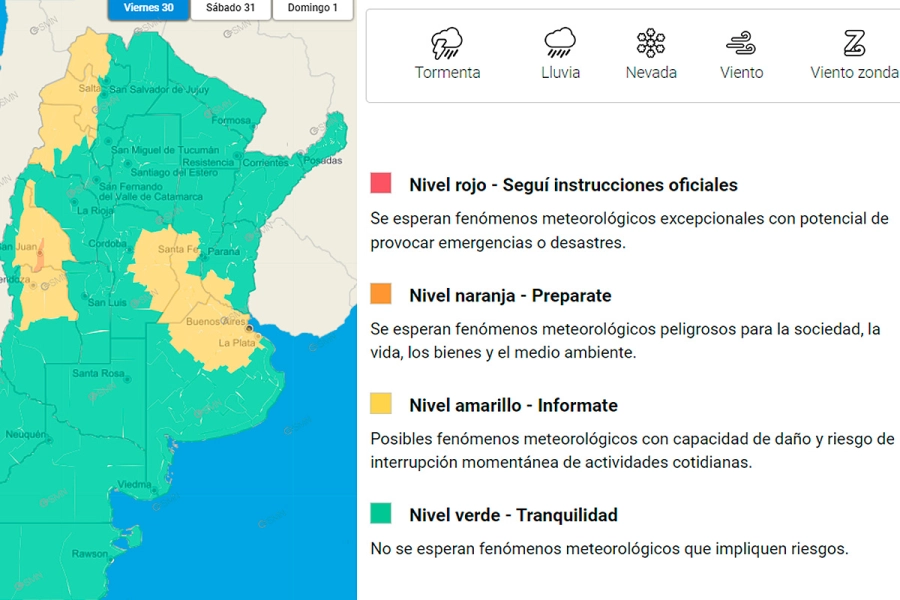 Alerta por lluvias en Gualeguay y Victoria