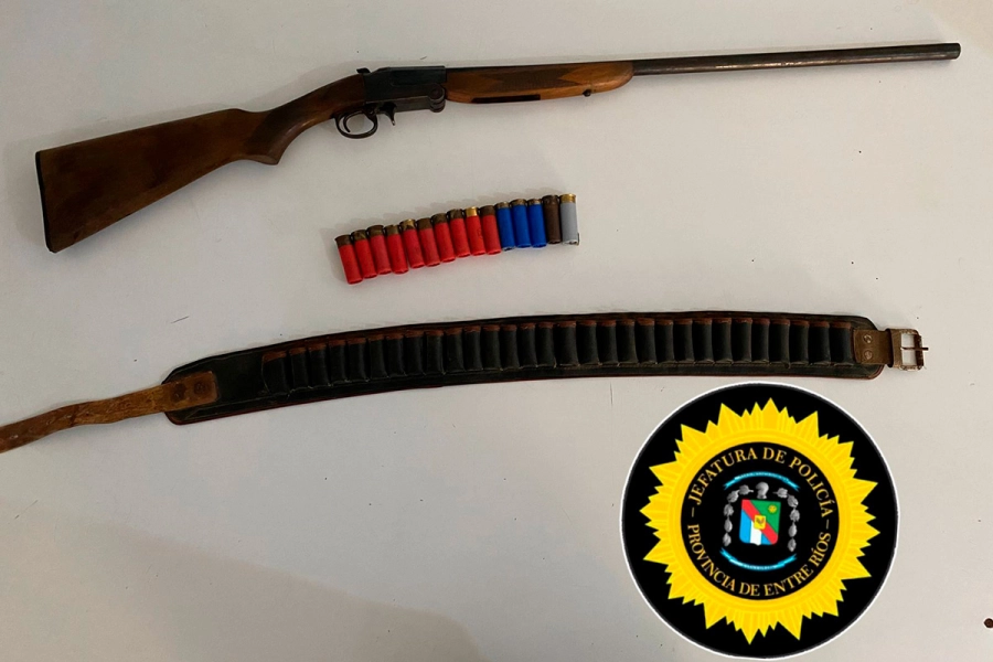 Las armas secuestradas. (foto: Polic&iacute;a de Entre R&iacute;os)