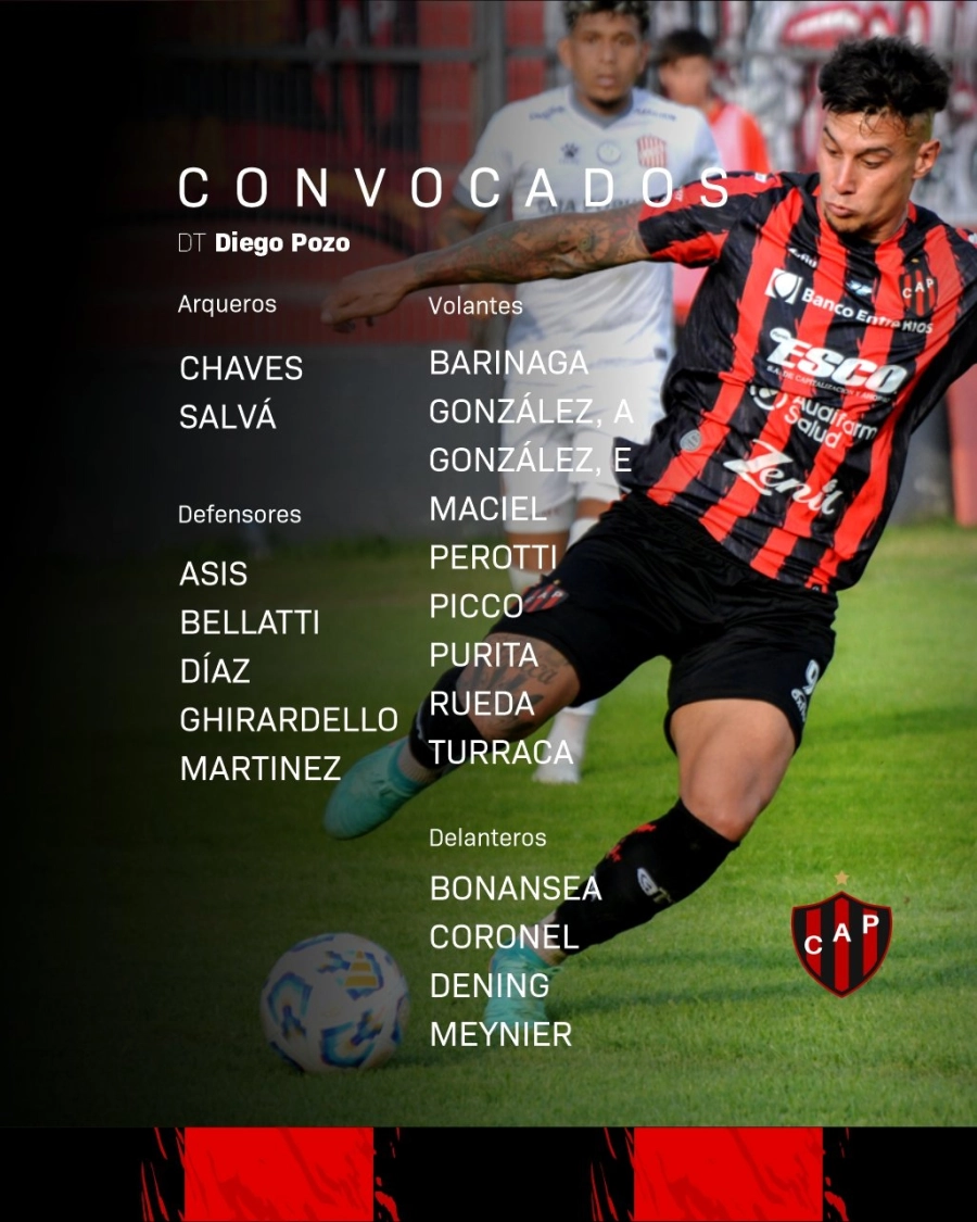 Los convocados de Patronato para visitar a Arsenal. (Prensa Patronato)