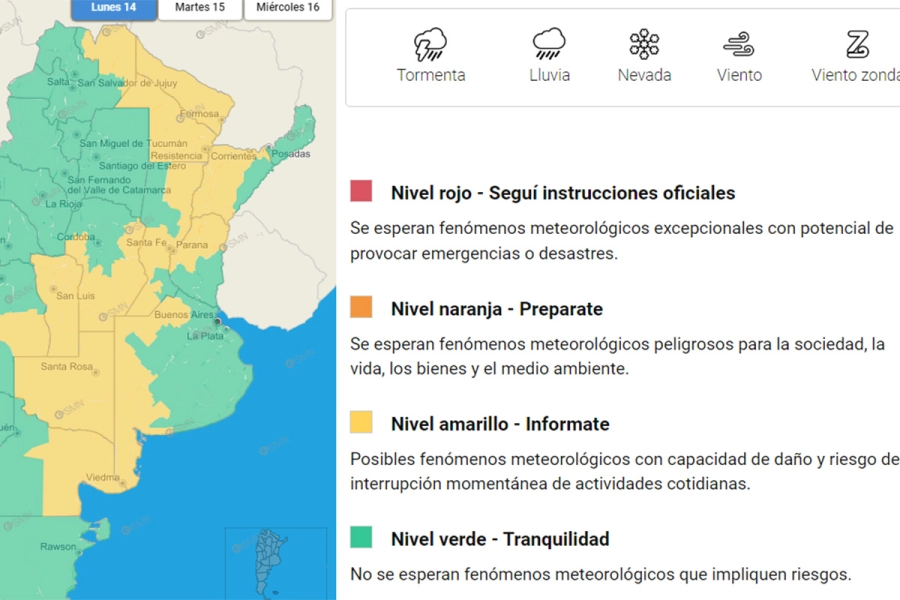 Muchas provincias en alerta por tormentas. SMN
