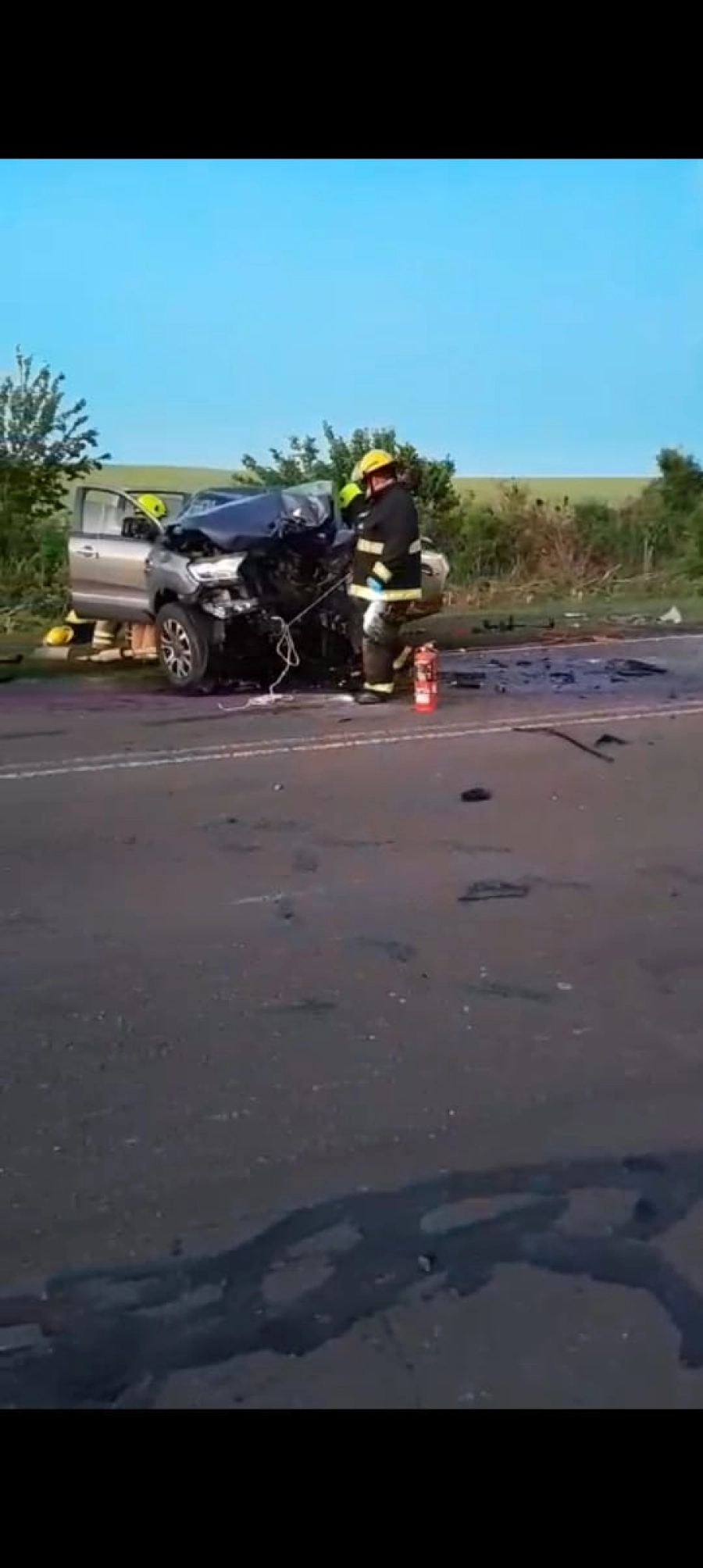 As&iacute; quedaron las camionetas tras el choque. (foto: Polic&iacute;a de Entre R&iacute;os)