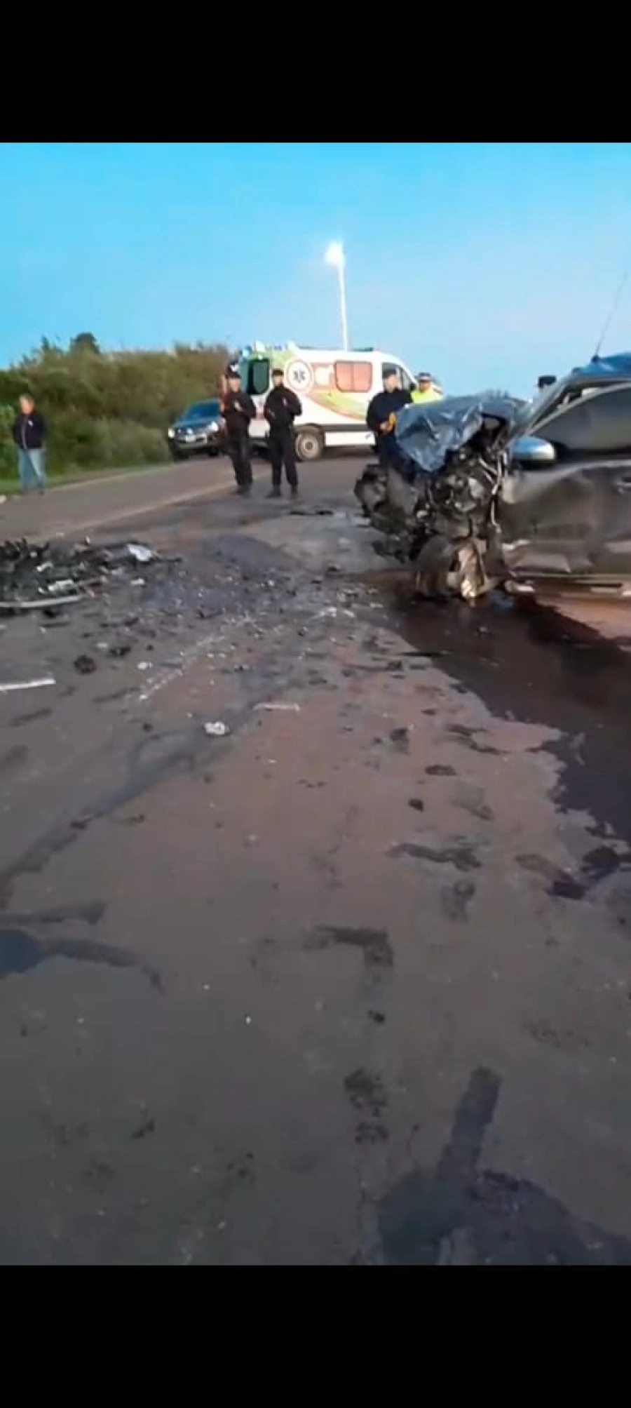 As&iacute; quedaron las camionetas tras el choque. (foto: Polic&iacute;a de Entre R&iacute;os)