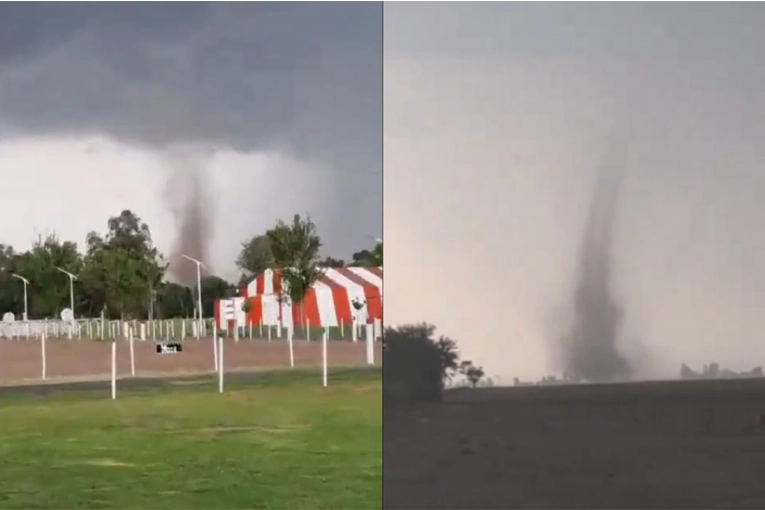 En medio de la tormenta, un tornado sorprendió en una localidad cordobesa