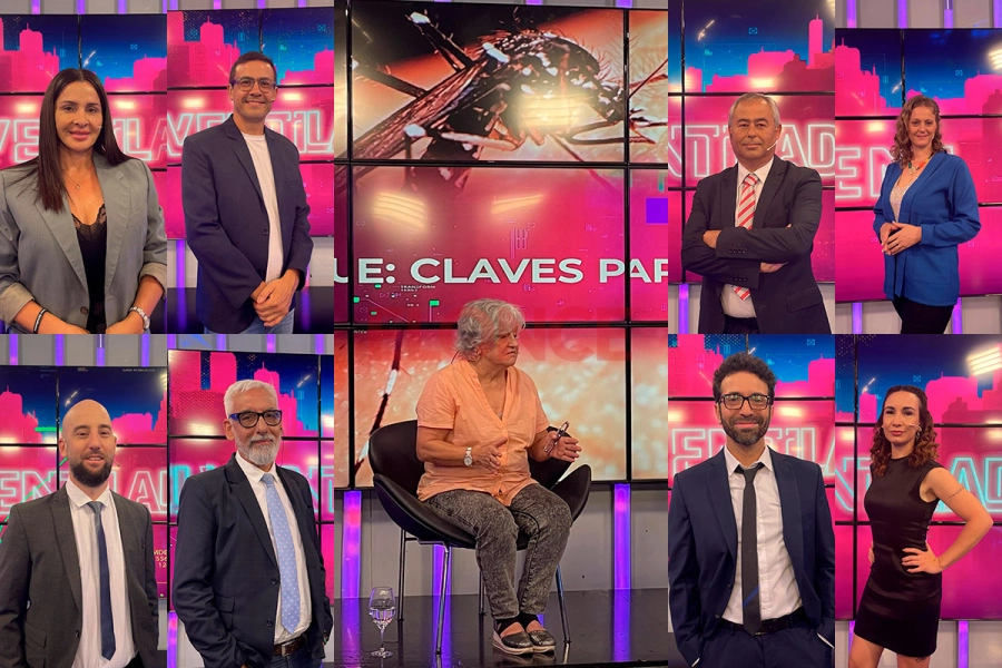 El panel completo de El Ventilador junto a la invitada. Foto: Elonce