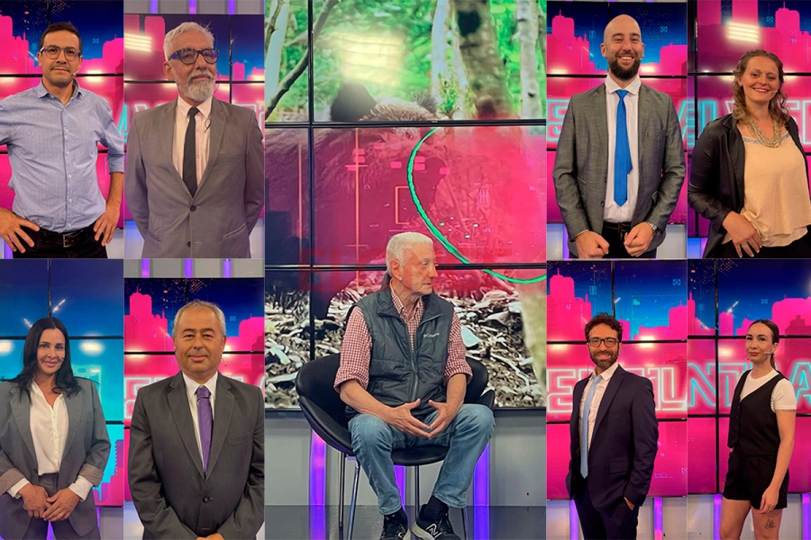 El panel de El Ventilador junto al invitado de este martes. Foto: Elonce