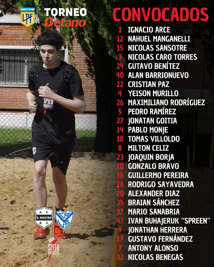 La lista de convocados de Deportivo Riestra.