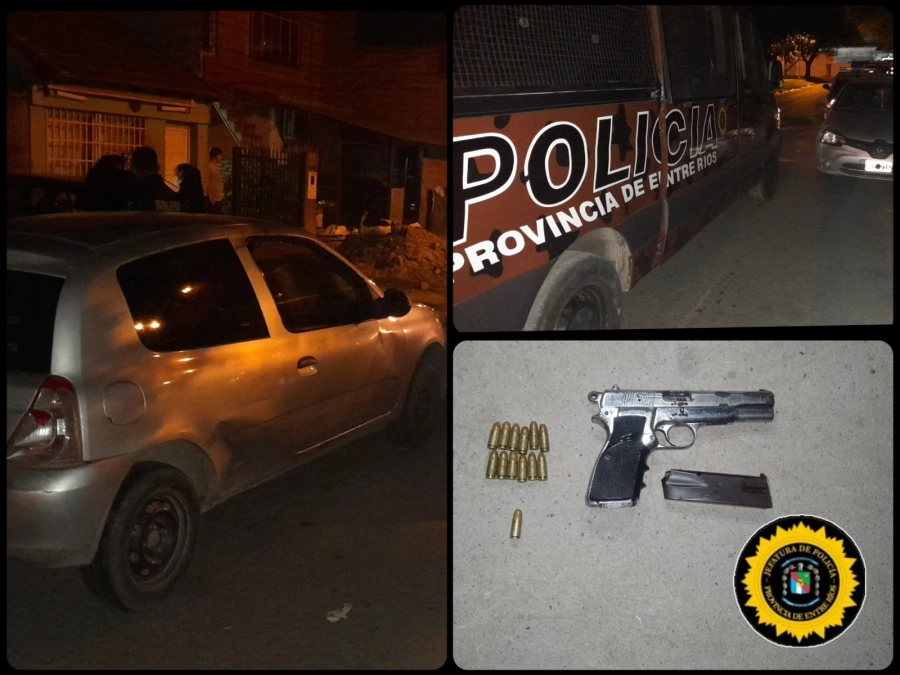 El auto y la pistola incautados. (foto: Polic&iacute;a de Entre R&iacute;os)