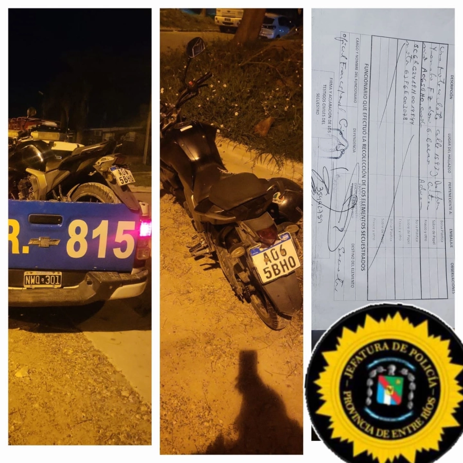La moto hallada en Paran&aacute;. (foto: Polic&iacute;a de Entre R&iacute;os)