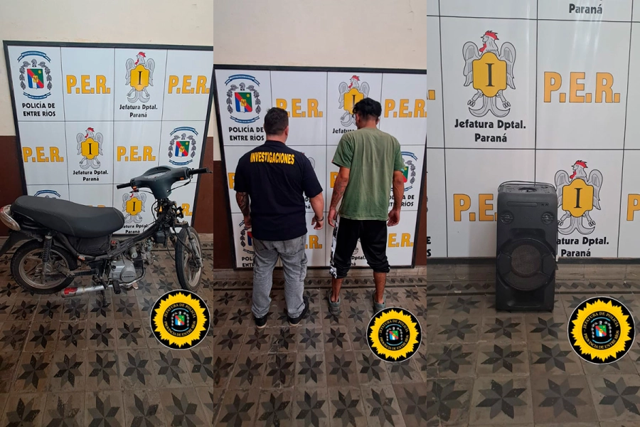 Detenido por el robo de una moto y un parlante. (foto: Polic&iacute;a de Entre R&iacute;os)
