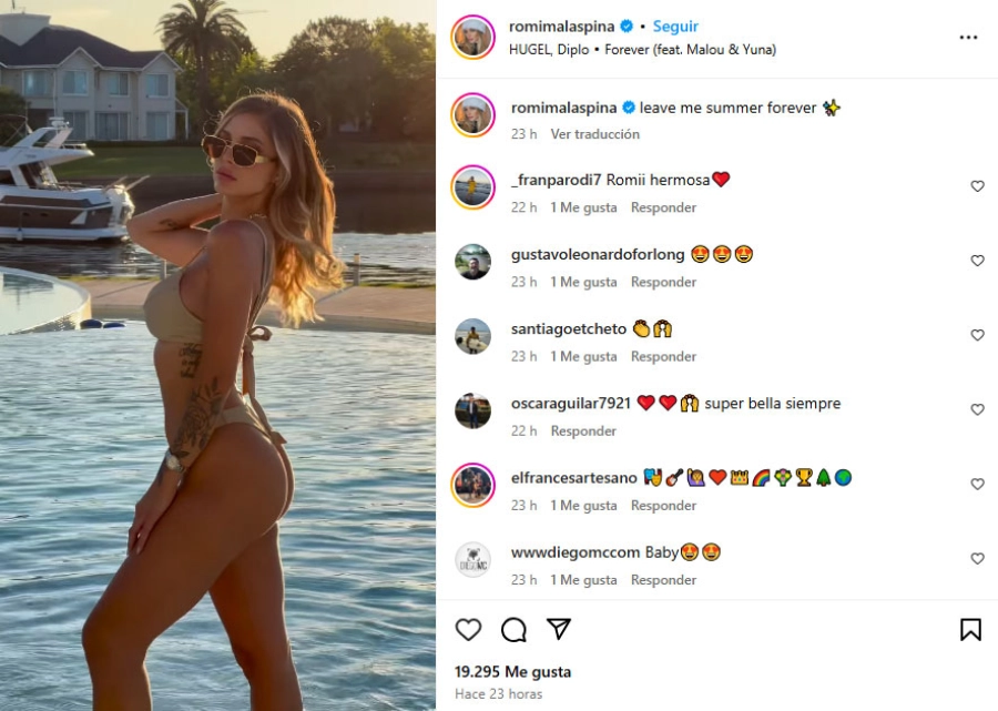 A pura sensualidad model&oacute; Romina Malaspina. Instagram