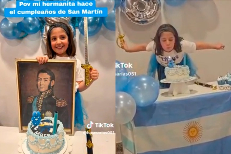 Una niña de ocho años festejó su cumpleaños con temática del General San Martín