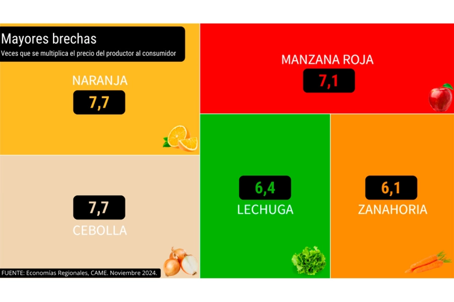 La naranja fue el producto que present&oacute; mayor diferencia entre los precios de origen y destino. (fuente: CAME)