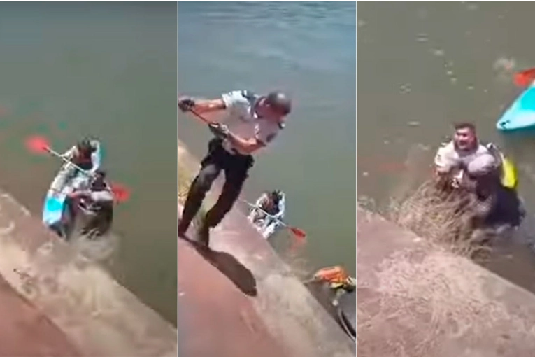 Su kayak dio vuelta campana y quedó a la deriva en el río Paraná: el video del rescate