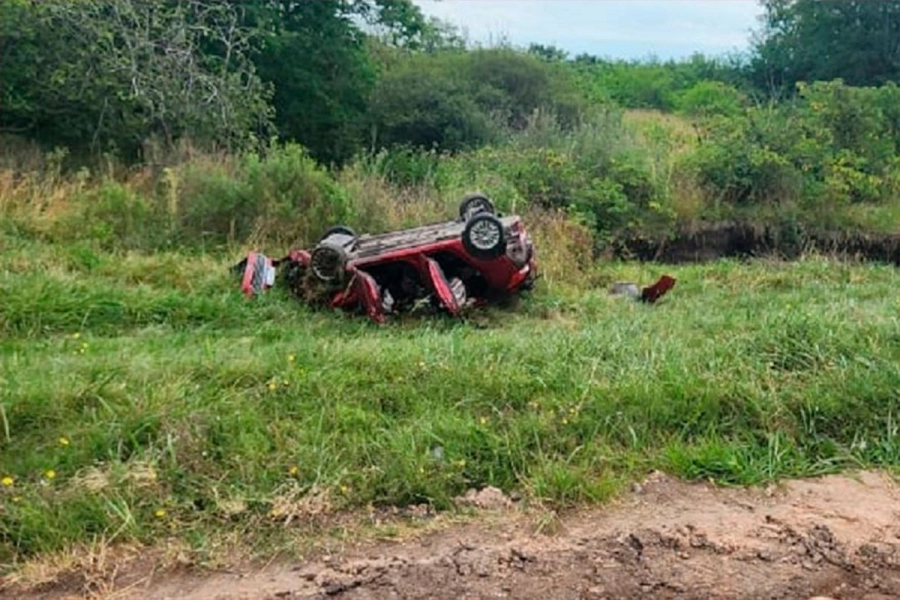 Familia volc&oacute; su auto. (R2820)