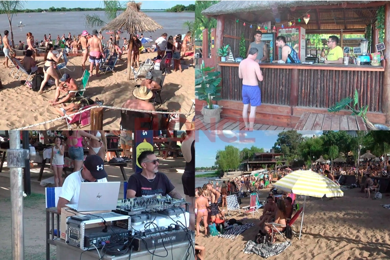 Con música y barra de tragos, paranaenses disfrutaron de la playa del Rowing: “La estamos pasando bárbaro”