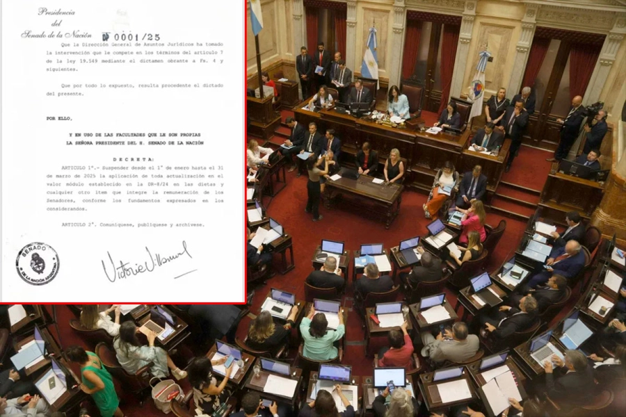 El decreto firmado por Villarruel. (X)