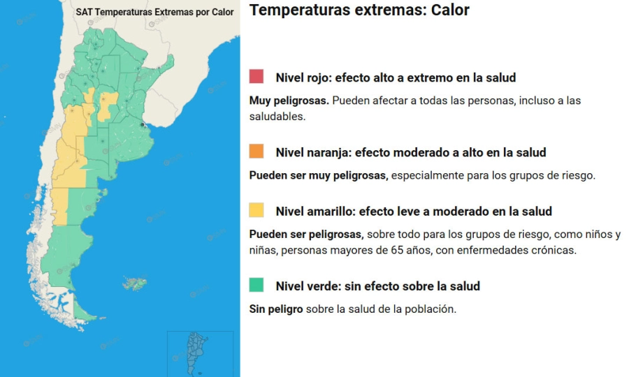 Zonas en alerta por calor extremo. SMN