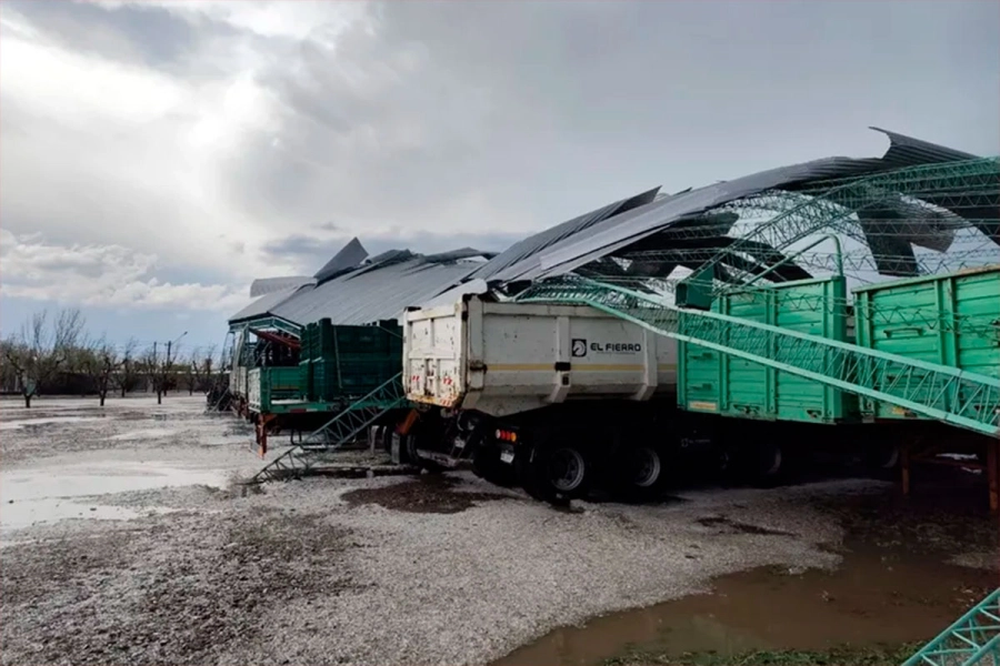 El granizo provoc&oacute; destrozos en los galpones de "Transportes Anita", en Real del Padre. (Sitio Andino)