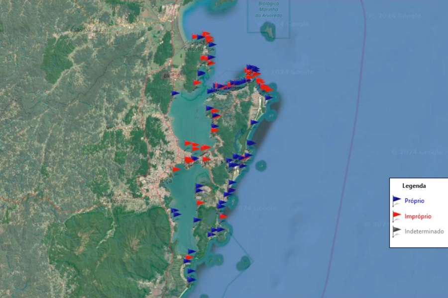 El mapa del IMA en la zona de Florianopolis.
