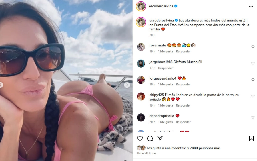 Silvina Escudero bajo el sol. Instagram