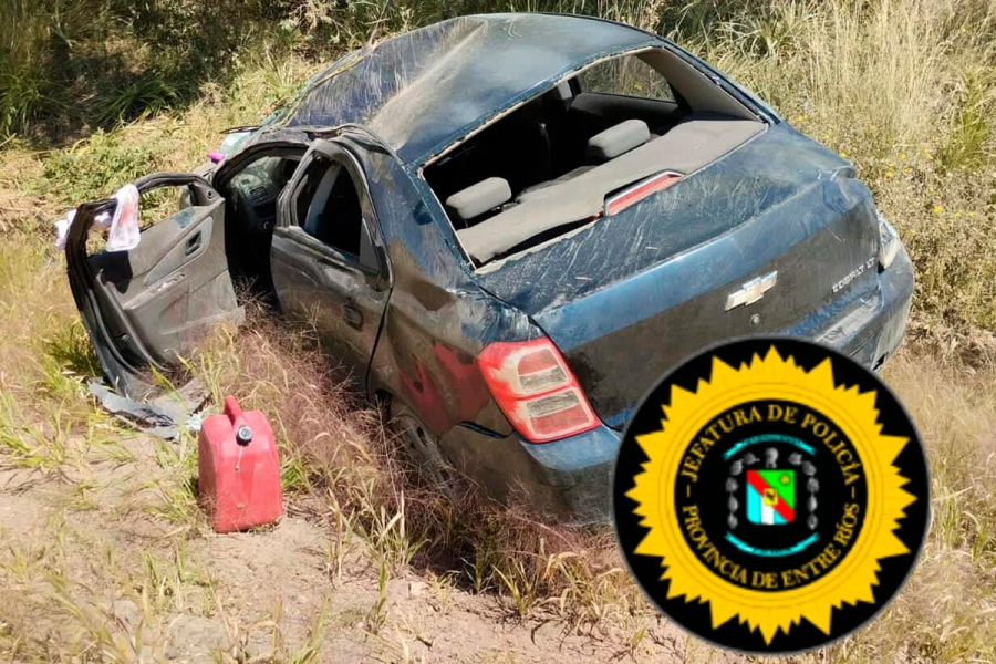 Otra postal de c&oacute;mo qued&oacute; el auto. Foto: Jefatura Departamental Uruguay