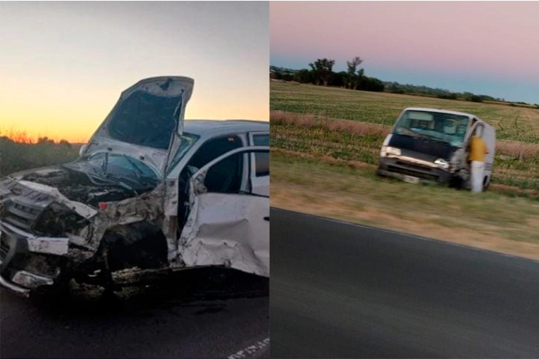 Camioneta chocó de frente a vehículo utilitario en Ruta 11