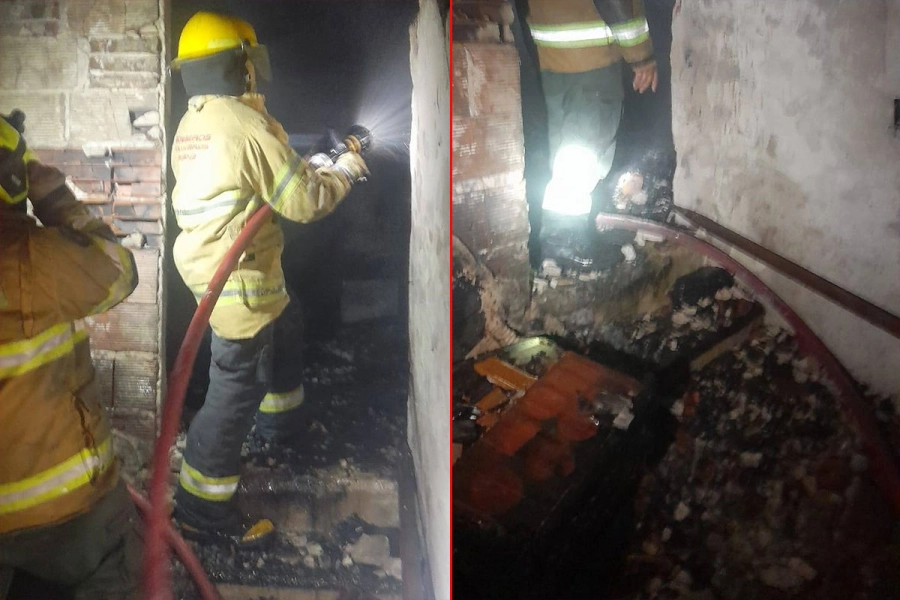 Arduo trabajo para combatir el fuego. Foto: Bomberos Voluntarios