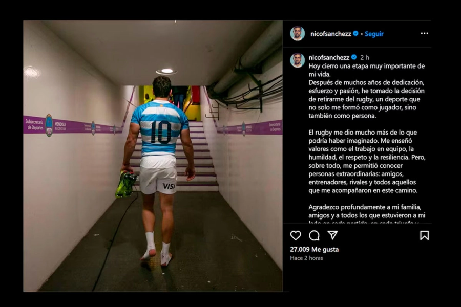Nicol&aacute;s S&aacute;nchez se despidi&oacute; del rugby. (redes)