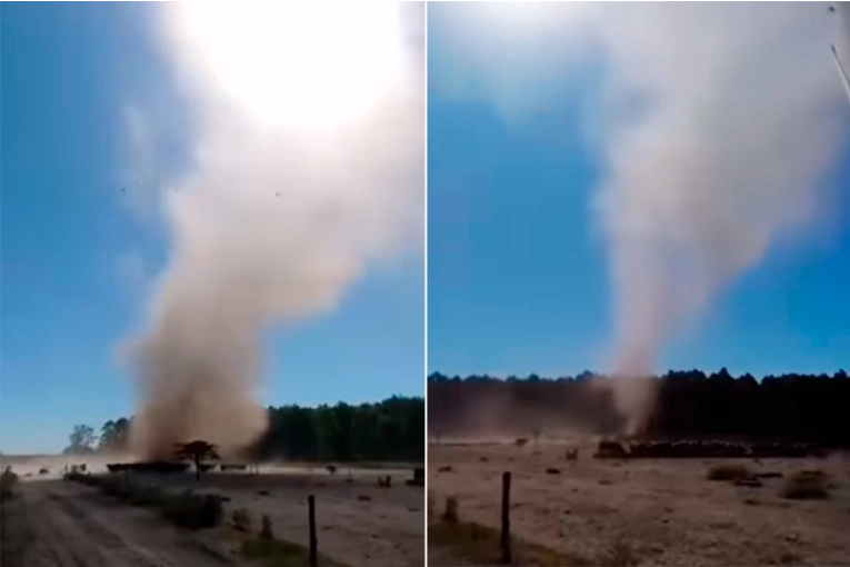 Filmaron un mini tornado en una zona rural del norte entrerriano: el video