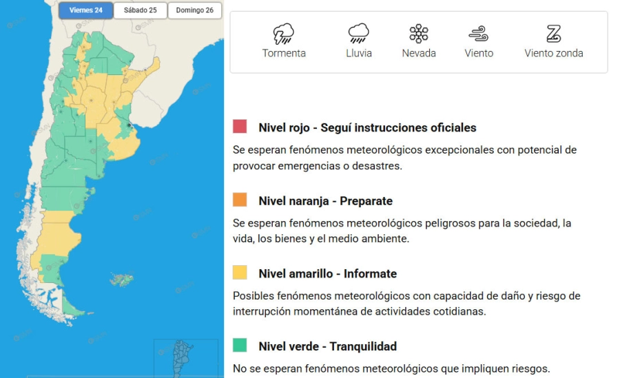Provincias en alerta por tormentas. SMN